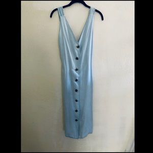 Womens blue button down midi dress